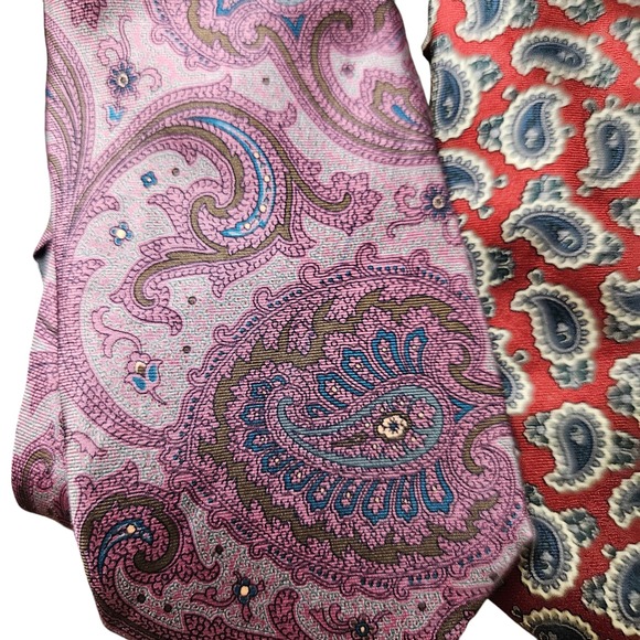Lot of 3 Oscar De La Renta Silk Tie Necktie Paisley Design Mens Neckwear Classic - Picture 8 of 13